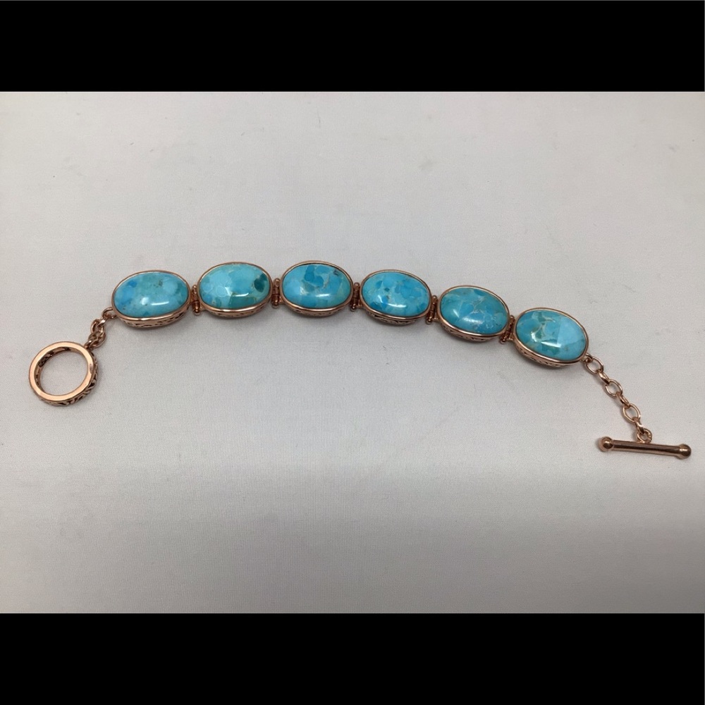 TIMNA Jewelry collection copper bracelet with blue Turquoise stone.8 inches